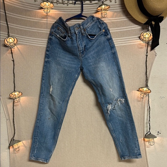 Zara Casual Blue Distressed Jeans - Picture 1 of 5